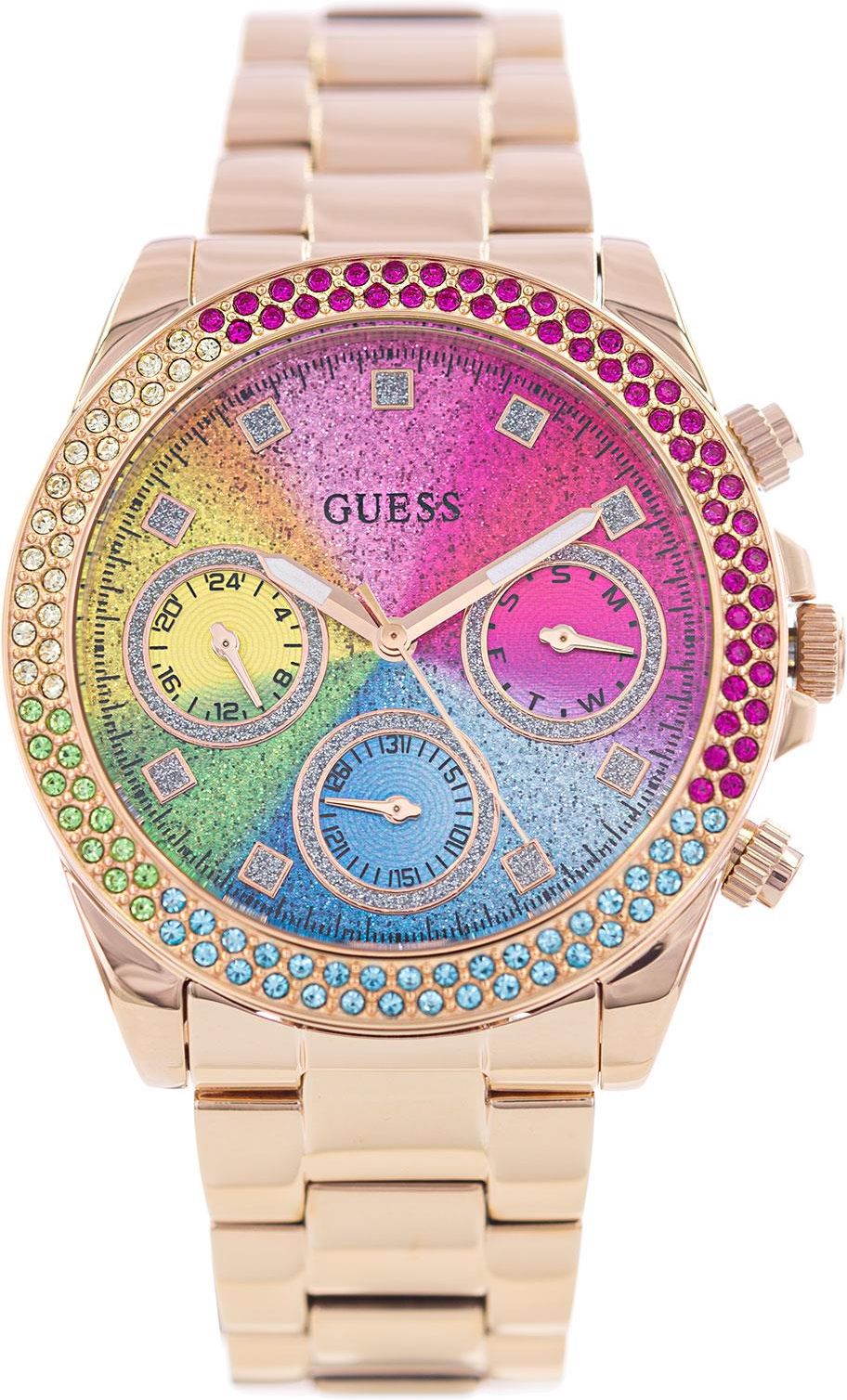  Shop Authentic Guess Confetti Multifunction Multicolor Dial Rose Gold Steel Strap Watch For Women - GW0483L3 - Luxxuri
