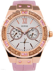  Shop Authentic Guess Limelight Quartz Analog White Dial Pink Leather Strap Watch For Women - W0775l3 - Luxxuri