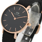  Shop Authentic Daniel Wellington Petite Cornwall Black Dial Black Nylon Strap Watch for Women - DW00100247 - Luxxuri