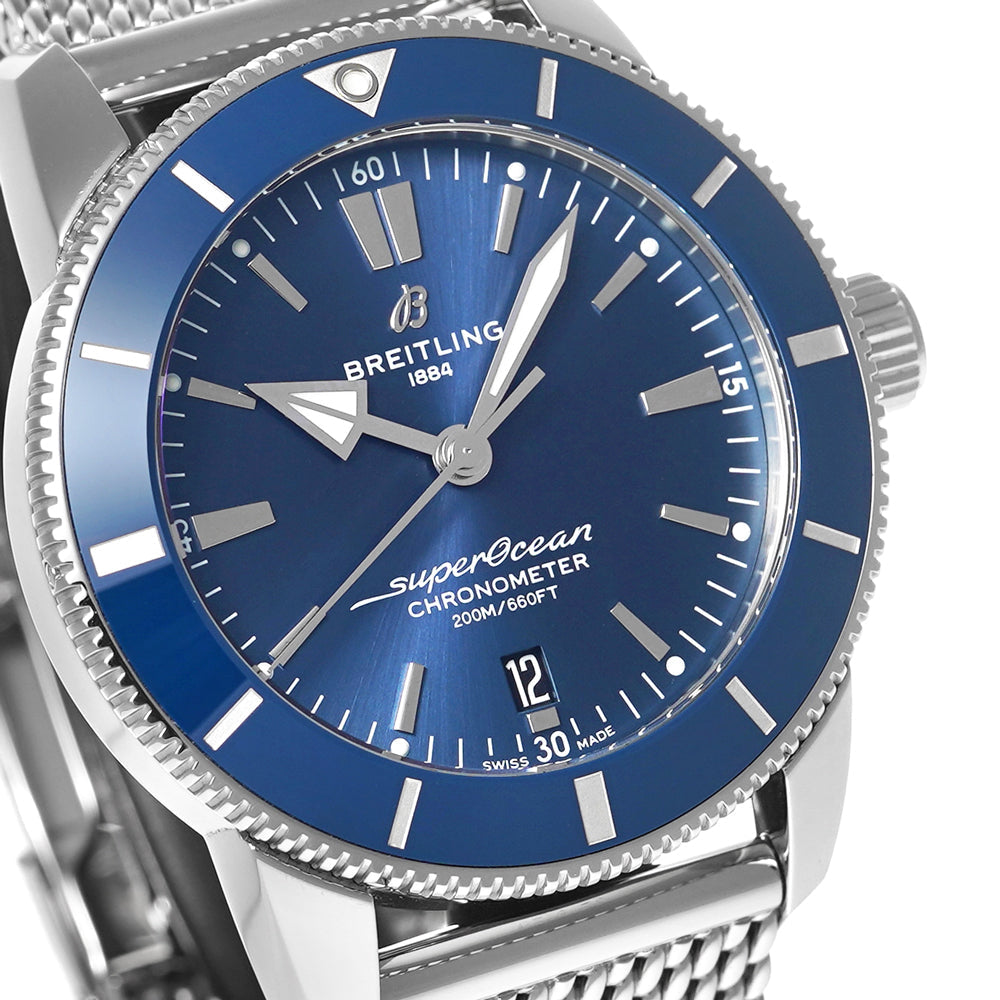  Shop Authentic Breitling Superocean Heritage B20 Automatic 44 Blue Dial Silver Mesh Bracelet Watch for Men - AB2030161C1A1 - Luxxuri