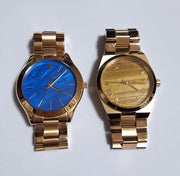  Shop Authentic Michael Kors Slim Runway Quartz Blue Dial Rose Gold Steel Strap Watch For Women - MK3494 - Luxxuri