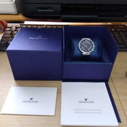  Shop Authentic Swarovski Passage Chrono Crystal Blue Dial Blue Leather Strap Watch for Women - 5580342 - Luxxuri