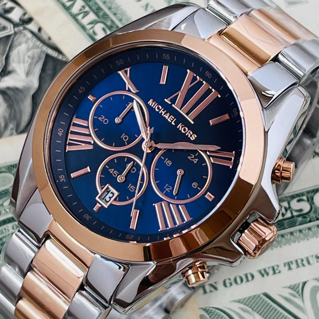  Shop Authentic Michael Kors Bradshaw Blue Dial Two Tone Steel Strap Watch for Women - MK5606 - Luxxuri