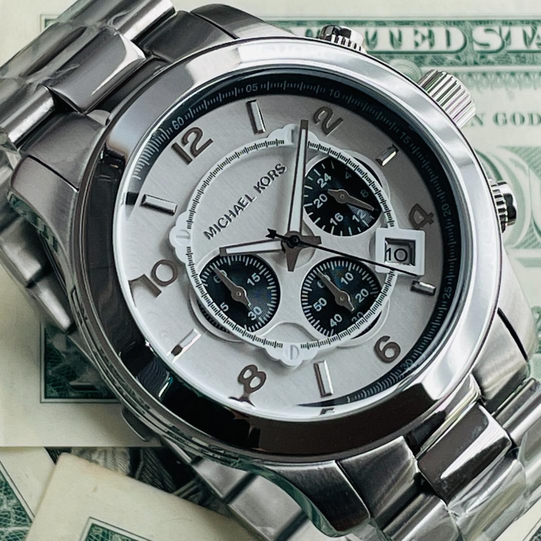  Shop Authentic Michael Kors Runway Chronograph Silver Dial Silver Steel Strap Watch for Men - MK8060 - Luxxuri