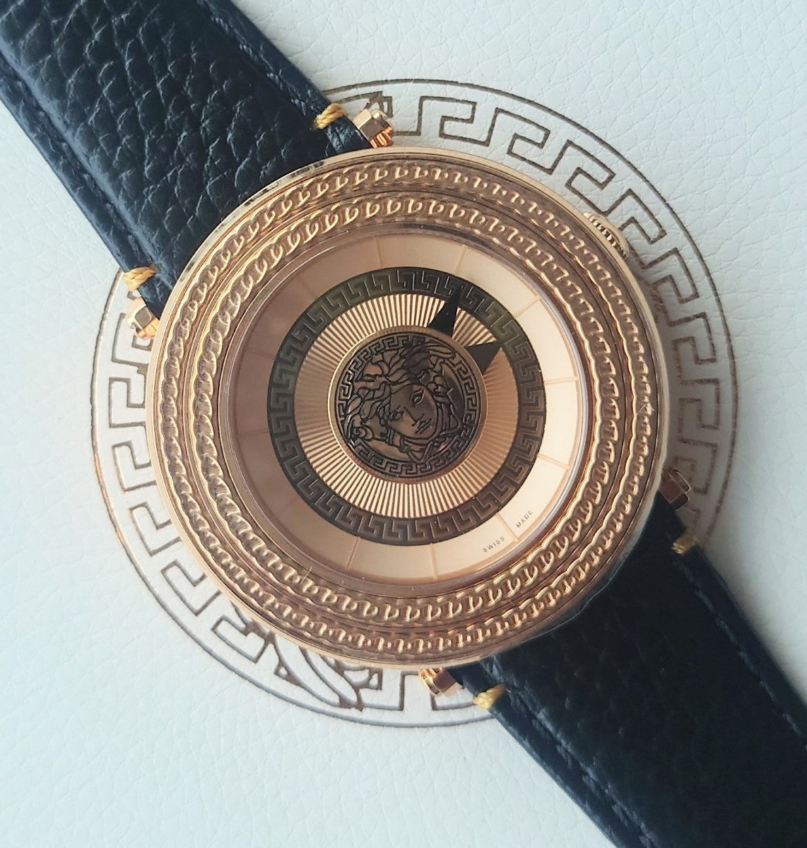  Shop Authentic Versace V Metal Icon Black Dial Black Leather Strap Watch For Men - VQL020015 - Luxxuri