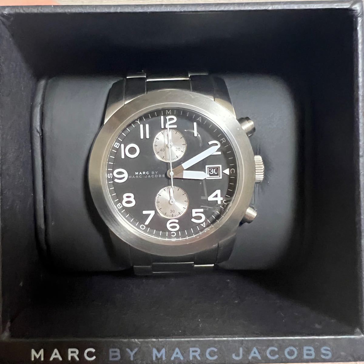  Shop Authentic Marc Jacobs Larry Chronograph Black Dial Silver Steel Strap Watch for Men - MBM5050 - Luxxuri