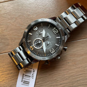  Shop Authentic Fossil Nate Chronograph Gunmetal Dial Grey Steel Strap Watch for Men - JR1437 - Luxxuri