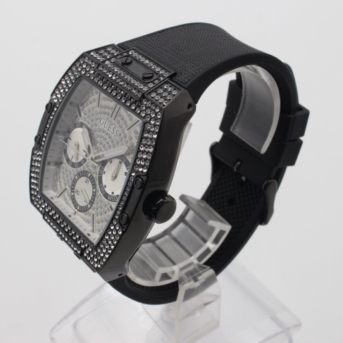  Shop Authentic Guess Phoenix Multifunction Crystals Silver Dial Black Steel Strap Watch For Men - GW0094G3 - Luxxuri