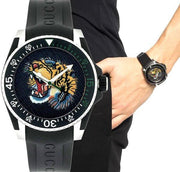  Shop Authentic Gucci Dive Tiger Black Dial Black Rubber Strap Watch For Men - YA136318 - Luxxuri