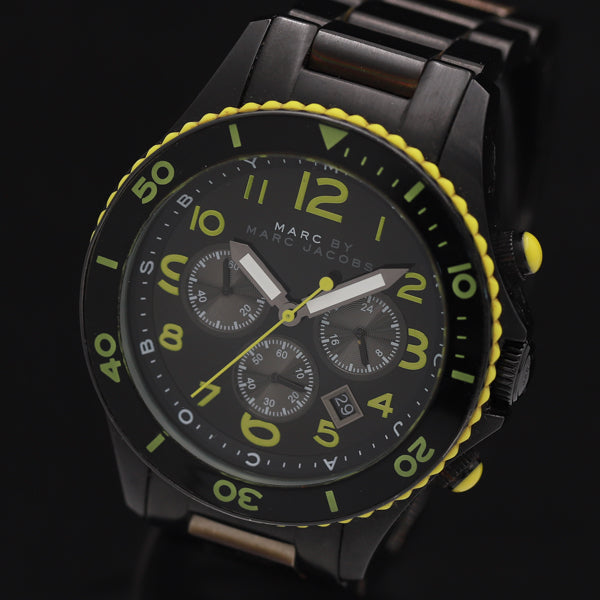  Shop Authentic Marc Jacobs Rock Chronograph Black Dial Black Steel Strap Watch for Men - MBM5026 - Luxxuri