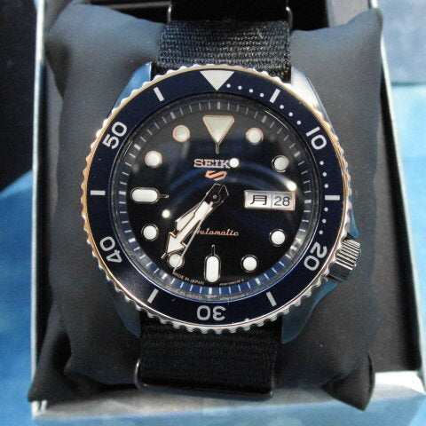  Shop Authentic Seiko 5 Sports Automatic Blue Dial Black NATO Strap Watch for Men - SBSA098 - Luxxuri