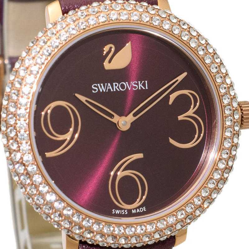  Shop Authentic Swarovski Crystal Frost Red Dial Red Leather Strap Watch for Women - 5484064 - Luxxuri