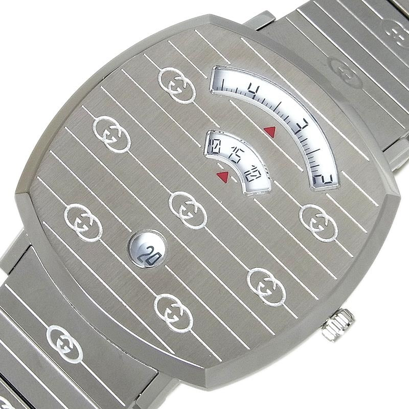  Shop Authentic Gucci Grip Quartz Silver Dial Silver Steel Strap Watch For Women - YA157410 - Luxxuri