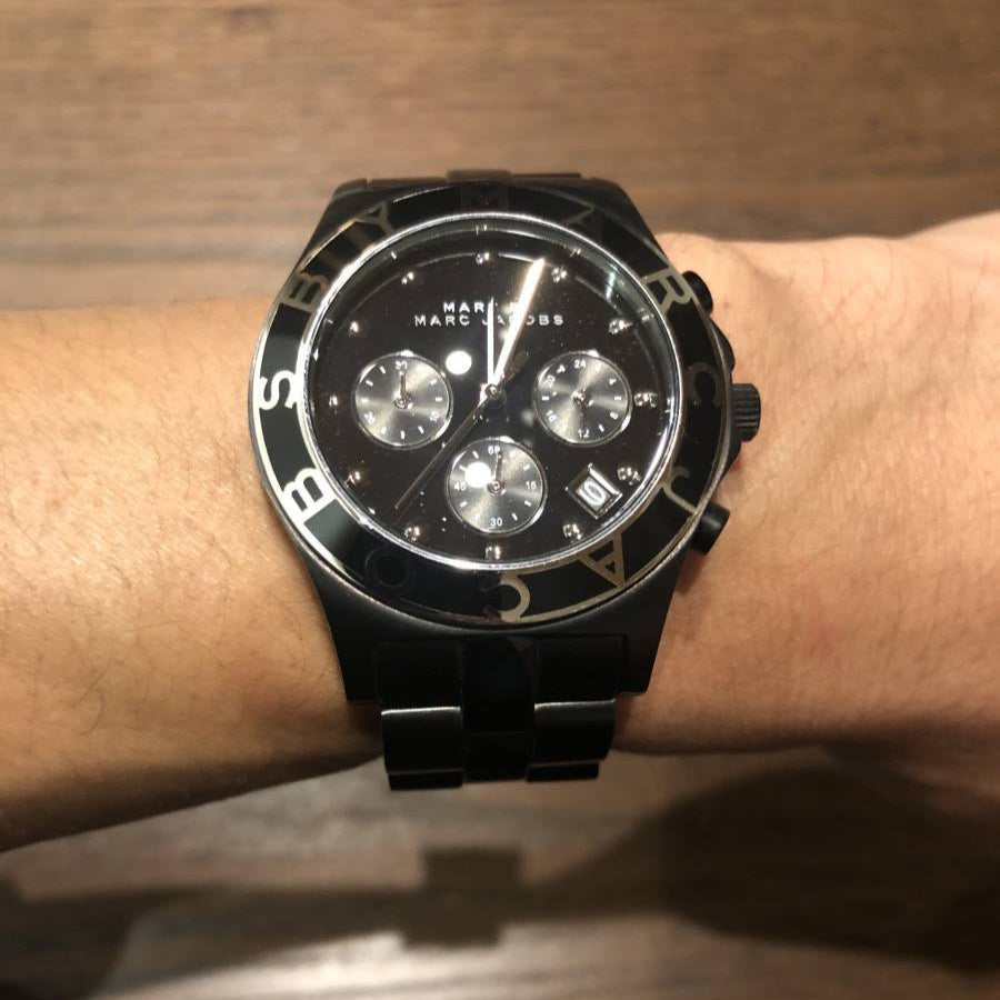  Shop Authentic Marc Jacobs Blade Chronograph Black Dial Black Steel Strap Watch for Women - MBM3083 - Luxxuri