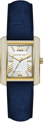  Shop Authentic Michael Kors Emery Quartz Diamond Silver Dial Blue Leather Strap Watch For Women - MK2982 - Luxxuri