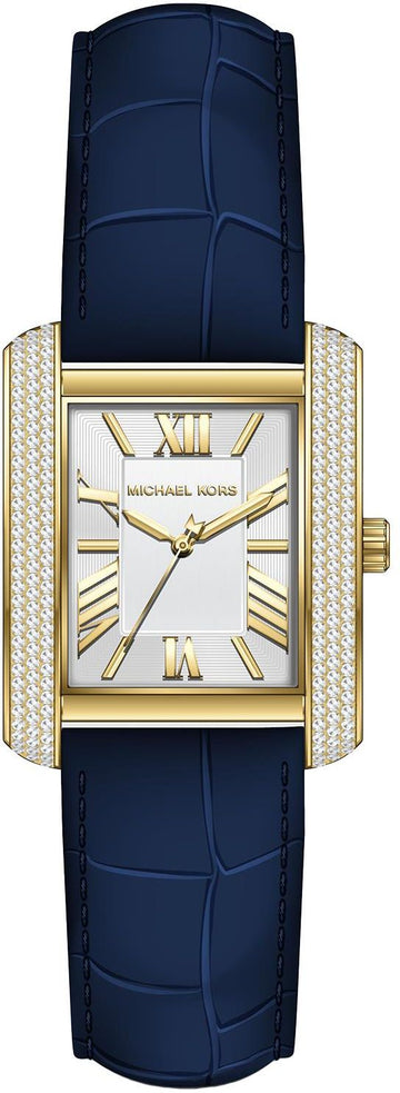  Shop Authentic Michael Kors Emery Quartz Diamond Silver Dial Blue Leather Strap Watch For Women - MK2982 - Luxxuri