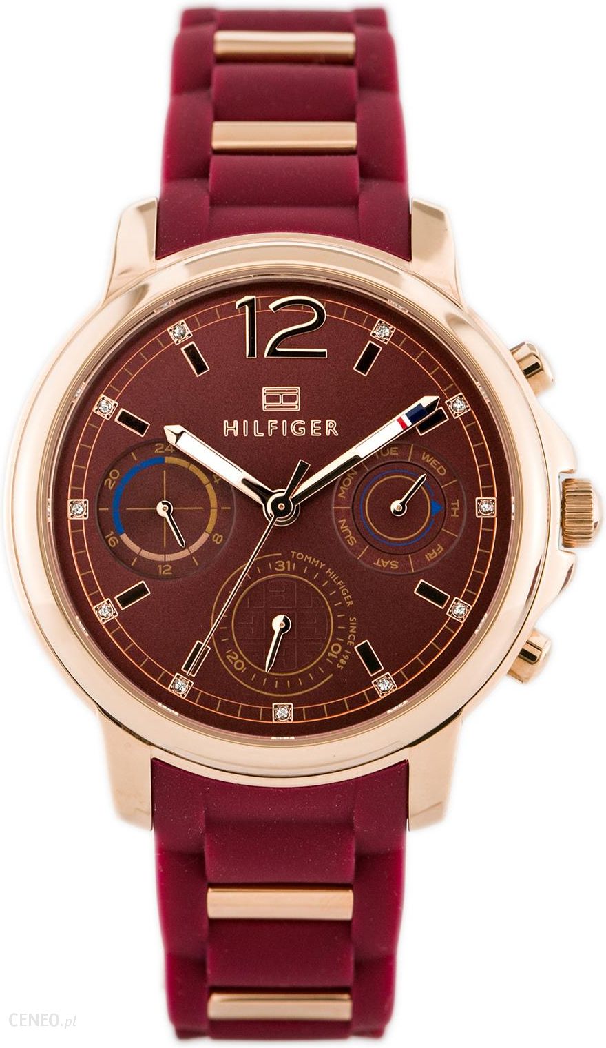  Shop Authentic Tommy Hilfiger Claudia Red Dial Two Tone Steel Strap Watch for Women - 1781744 - Luxxuri