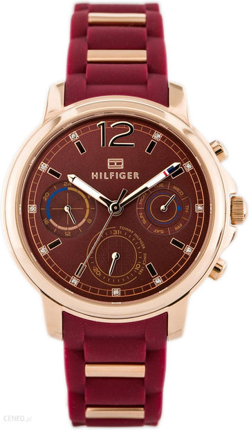  Shop Authentic Tommy Hilfiger Claudia Red Dial Two Tone Steel Strap Watch for Women - 1781744 - Luxxuri