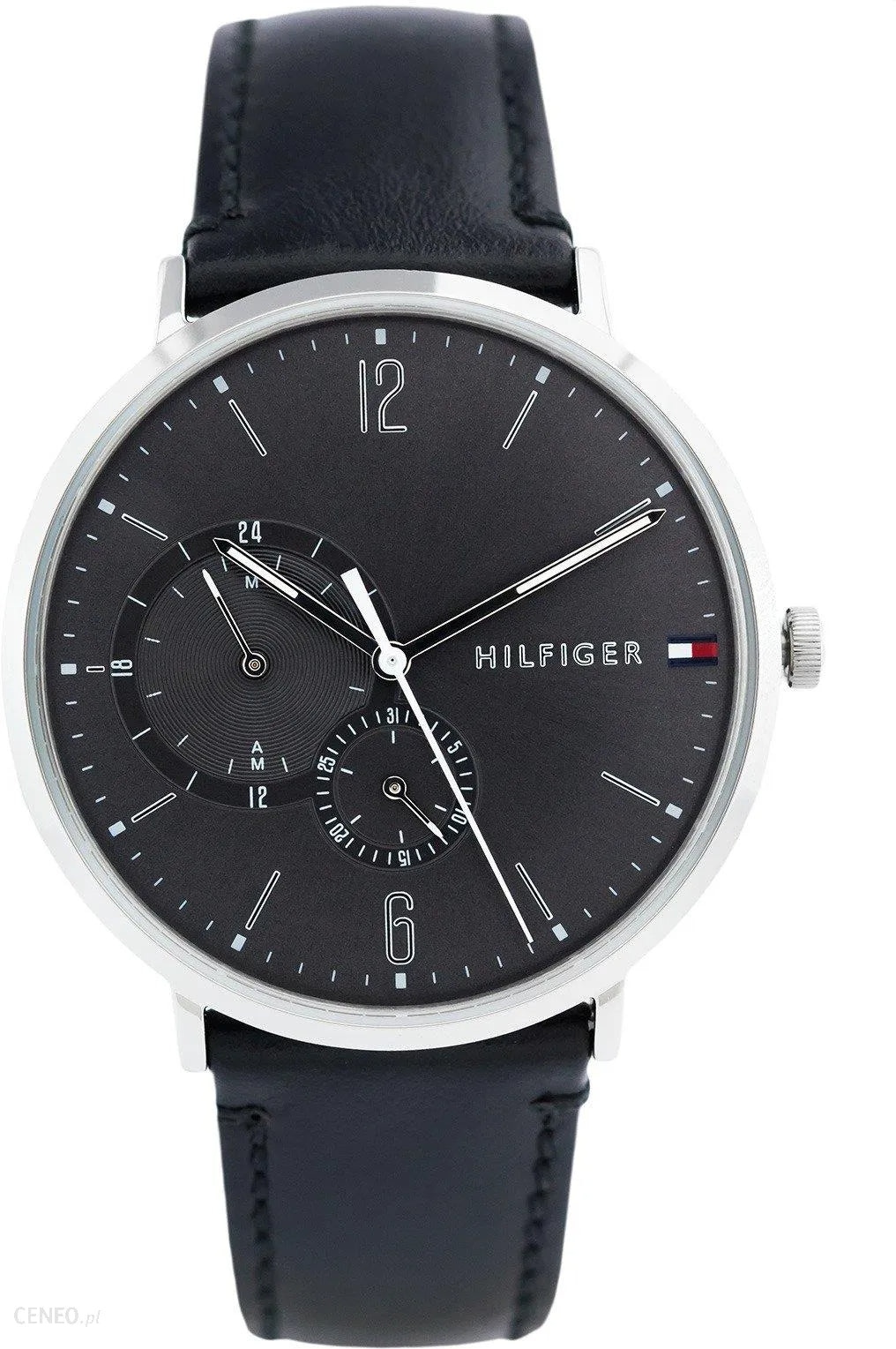  Shop Authentic Tommy Hilfiger Brooklyn Black Dial Black Leather Strap Watch for Men - 1791509 - Luxxuri