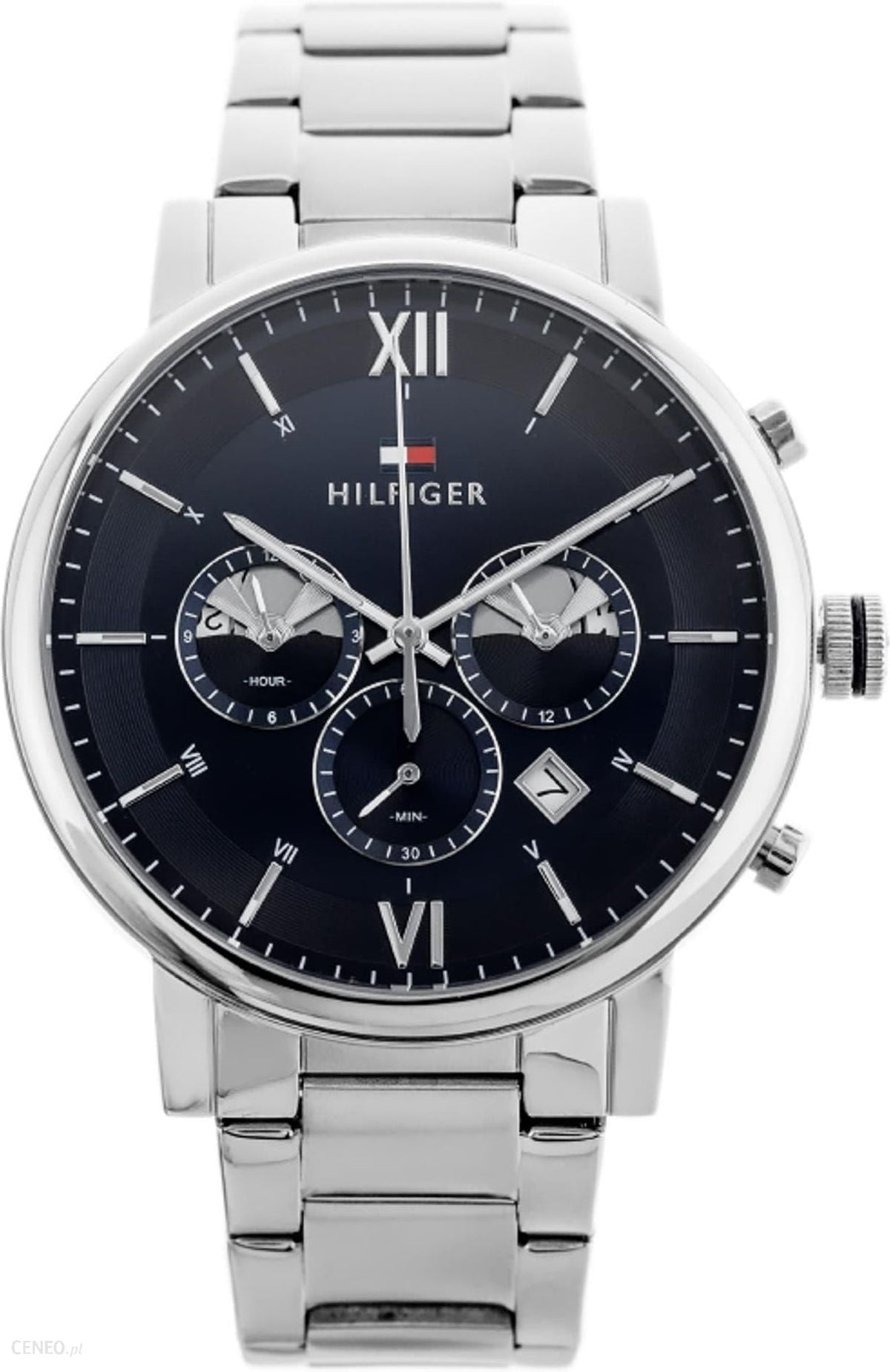  Shop Authentic Tommy Hilfiger Evan Chronograph Blue Dial Silver Steel Strap Watch For Men - 1710409 - Luxxuri