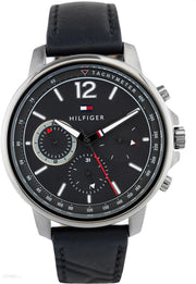  Shop Authentic Tommy Hilfiger London Chronograph Grey Dial Black Leather Strap Watch for Men - 1791533 - Luxxuri