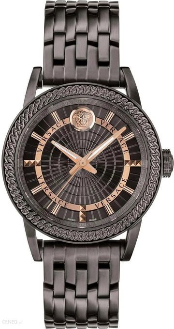  Shop Authentic Versace Viamond Quartz Black Dial Grey Steel Strap Watch For Men - VEPO00520 - Luxxuri