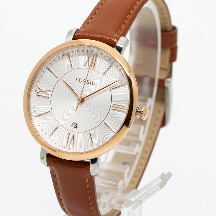  Shop Authentic Fossil Jacqueline White Dial Brown Leather Strap Watch for Women - ES3842 - Luxxuri