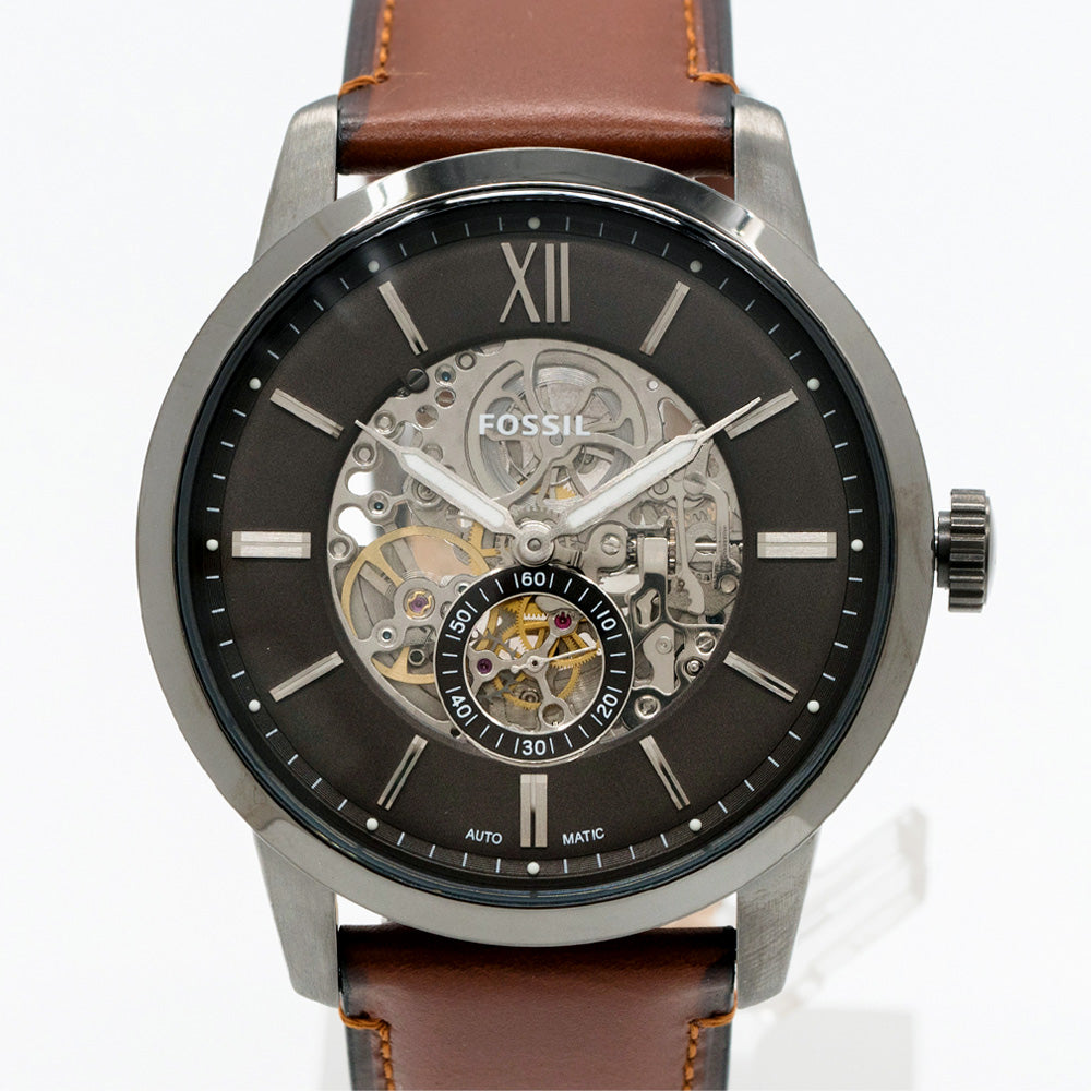  Shop Authentic Fossil Townsman Automatic Skeleton Black Dial Brown Leather Strap Watch for Men - ME3181 - Luxxuri