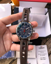  Shop Authentic Tissot PRS 516 Chronograph Blue Dial Brown Leather Strap Watch For Men - T100.417.16.041.00 - Luxxuri