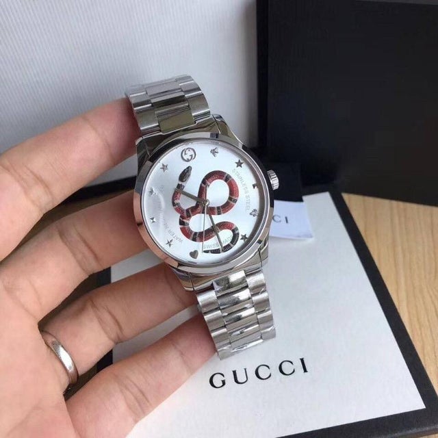  Shop Authentic Gucci G Timeless Silver Dial Silver Steel Strap Watch For Women - YA1264076 - Luxxuri