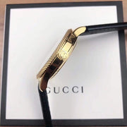  Shop Authentic Gucci Eryx Automatic Chevron Gold Dial Black Leather Strap Watch For Men - YA126340 - Luxxuri