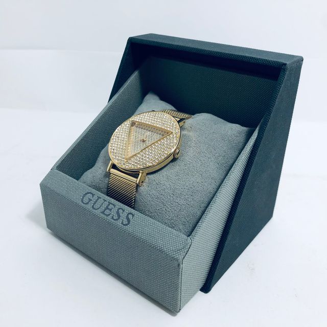  Shop Authentic Guess Iconic Diamonds Gold Dial Gold Mesh Bracelet Watch For Women - GW0477L2 - Luxxuri