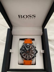  Shop Authentic Hugo Boss Energy Chronograph Quartz Black Dial Orange Rubber Strap Watch For Men - 1513970 - Luxxuri