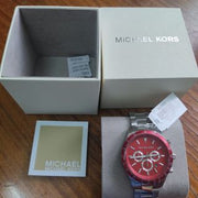  Shop Authentic Michael Kors Layton Chronograph Red Dial Silver Steel Strap Watch For Men - MK8822 - Luxxuri