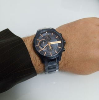  Shop Authentic Armani Exchange Hampton Chronograph Blue Dial Blue Steel Strap Watch For Men - AX2430 - Luxxuri