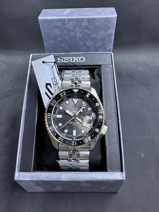  Shop Authentic Seiko 5 Sports GMT US Special Edition Automatic Grey Dial Silver Steel Strap Watch For Men - SSK021K1 - Luxxuri