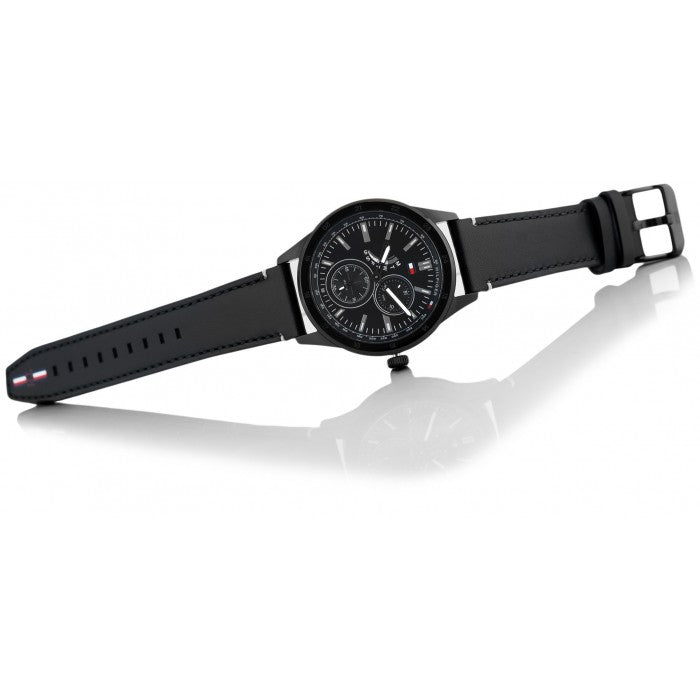  Shop Authentic Tommy Hilfiger Austin Black Dial Black Leather Strap Watch for Men - 1791638 - Luxxuri