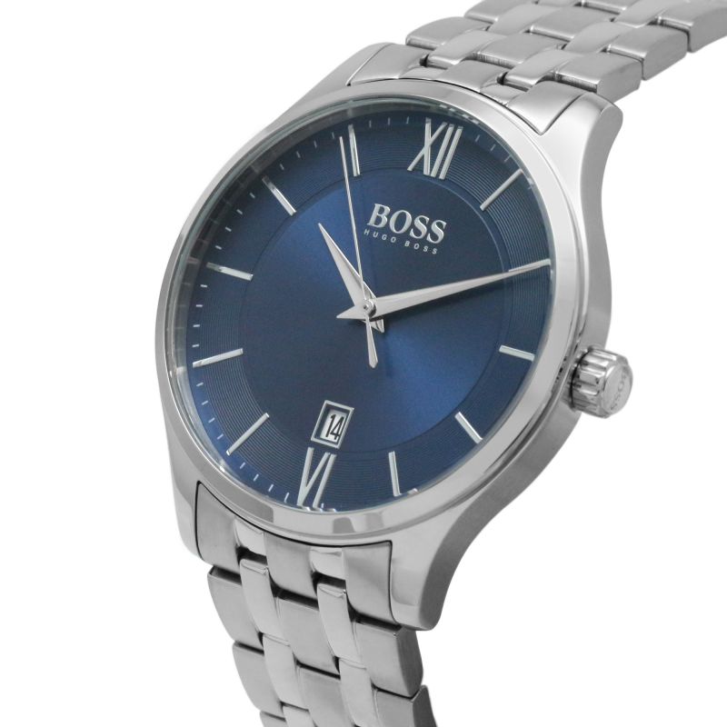  Shop Authentic Hugo Boss Governer Blue Dial Silver Steel Strap Watch for Men - 1513487 - Luxxuri