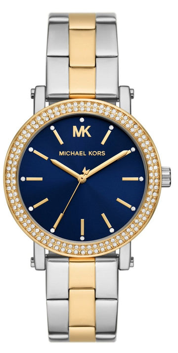  Shop Authentic Michael Kors Analog Blue Dial Two Tone Steel Strap Watch for Women - MKO1049 - Luxxuri