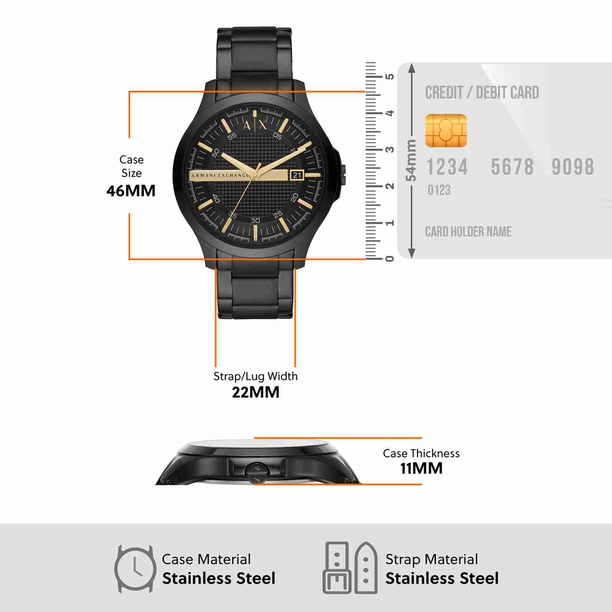  Shop Authentic Armani Exchange Hampton Chronograph Black Dial Black Steel Strap Watch For Men - AX2413 - Luxxuri