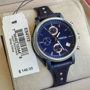  Shop Authentic Fossil Boyfriend Sport Chronograph Blue Dial Blue Leather Strap Watch for Women - ES4113 - Luxxuri