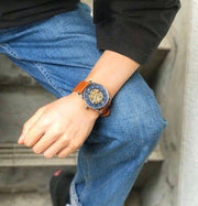  Shop Authentic Fossil Commuter Automatic Skeleton Blue Dial Brown Leather Strap Watch for Men - ME3159 - Luxxuri