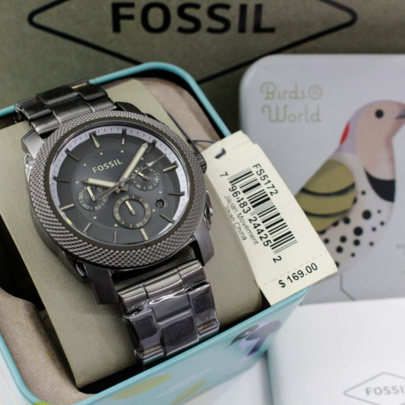  Shop Authentic Fossil Machine Chronograph Grey Dial Grey Steel Strap Watch for Men - FS5172 - Luxxuri