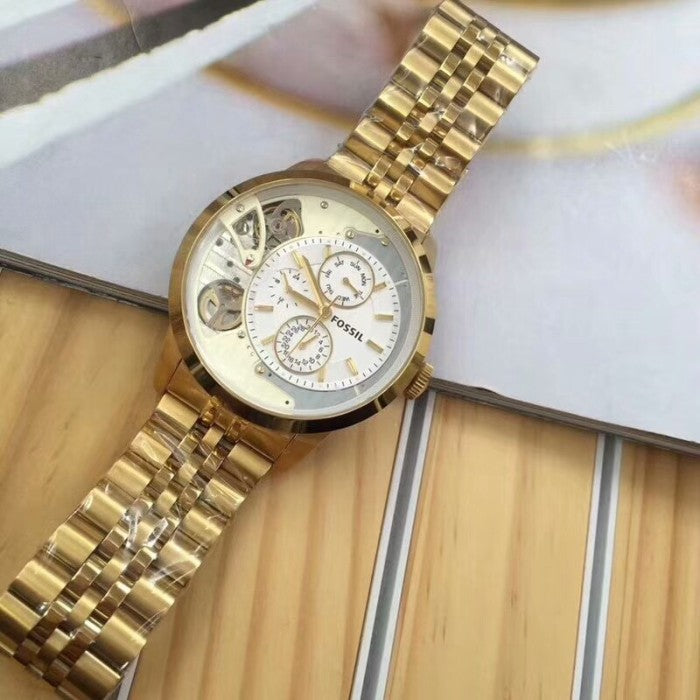  Shop Authentic Fossil Townsman Chronograph Skeleton Gold Dial Gold Steel Strap Watch for Men -  ME1137 - Luxxuri