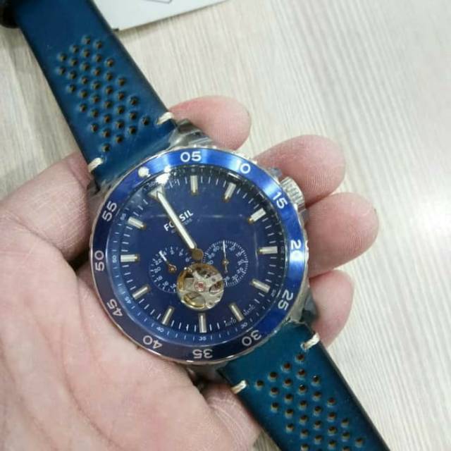  Shop Authentic Fossil Crewmaster Sports Automatic Blue Dial Blue Leather Strap Watch for Men - ME3149 - Luxxuri