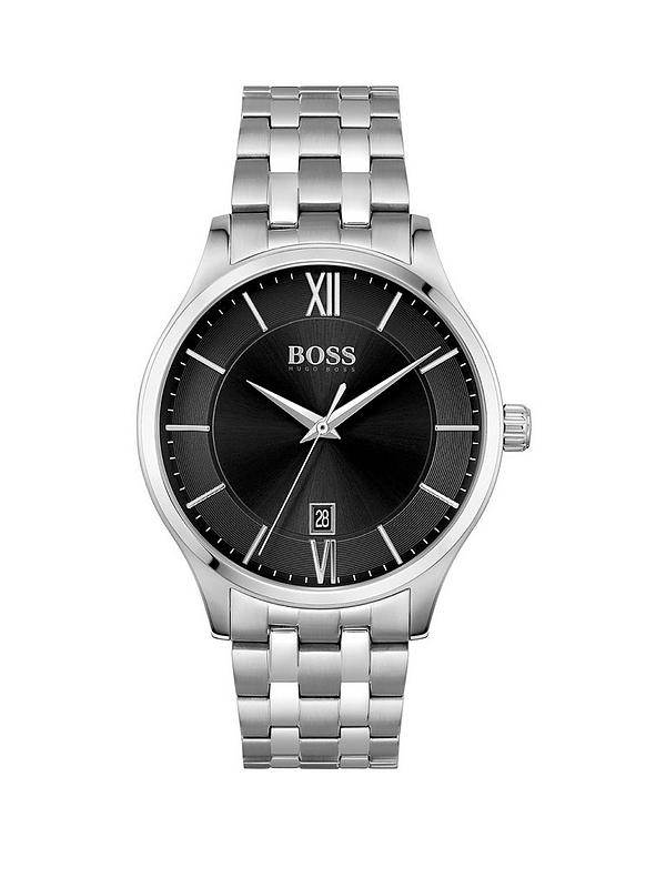  Shop Authentic Hugo Boss Officer Black Dial Silver Steel Strap Watch for Men - 1513614 - Luxxuri