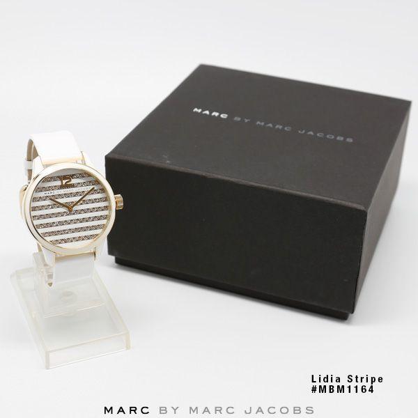  Shop Authentic Marc Jacobs Lidia Stripe White Dial White Leather Strap Watch for Women - MBM1164 - Luxxuri
