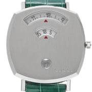  Shop Authentic Gucci Grip Quartz Silver Dial Green Leather Strap Watch For Women - YA157404 - Luxxuri