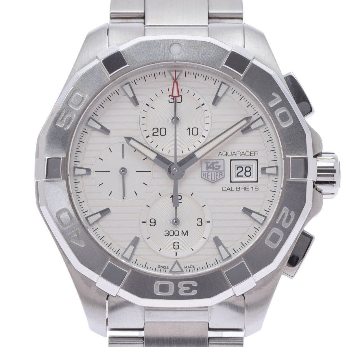  Shop Authentic Tag Heuer Aquaracer Caliber 16 Automatic Chronograph White Dial Silver Steel Strap Watch for Men - CAY2111.BA0927 - Luxxuri