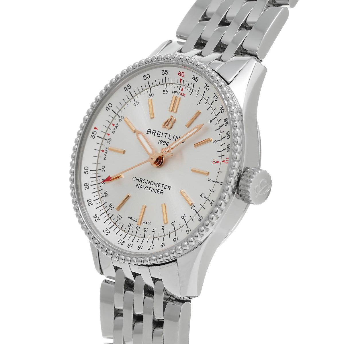  Shop Authentic Breitling Navitimer Automatic 35 White Dial Silver Steel Strap Watch for Men - A17395F41G1A1 - Luxxuri